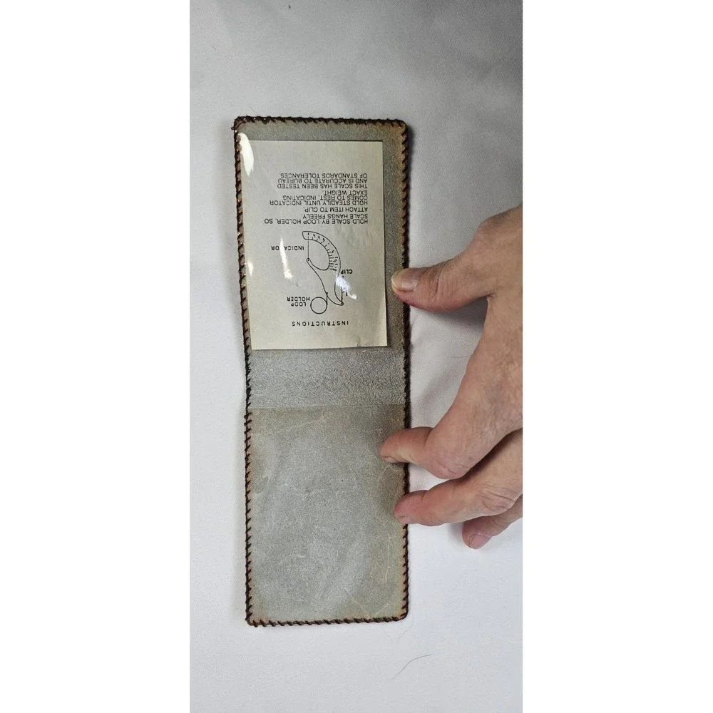 Vintage Brass Pocket Scale Keychain‎ Fish Scale 0-90g 0-4oz w/ Leather Case